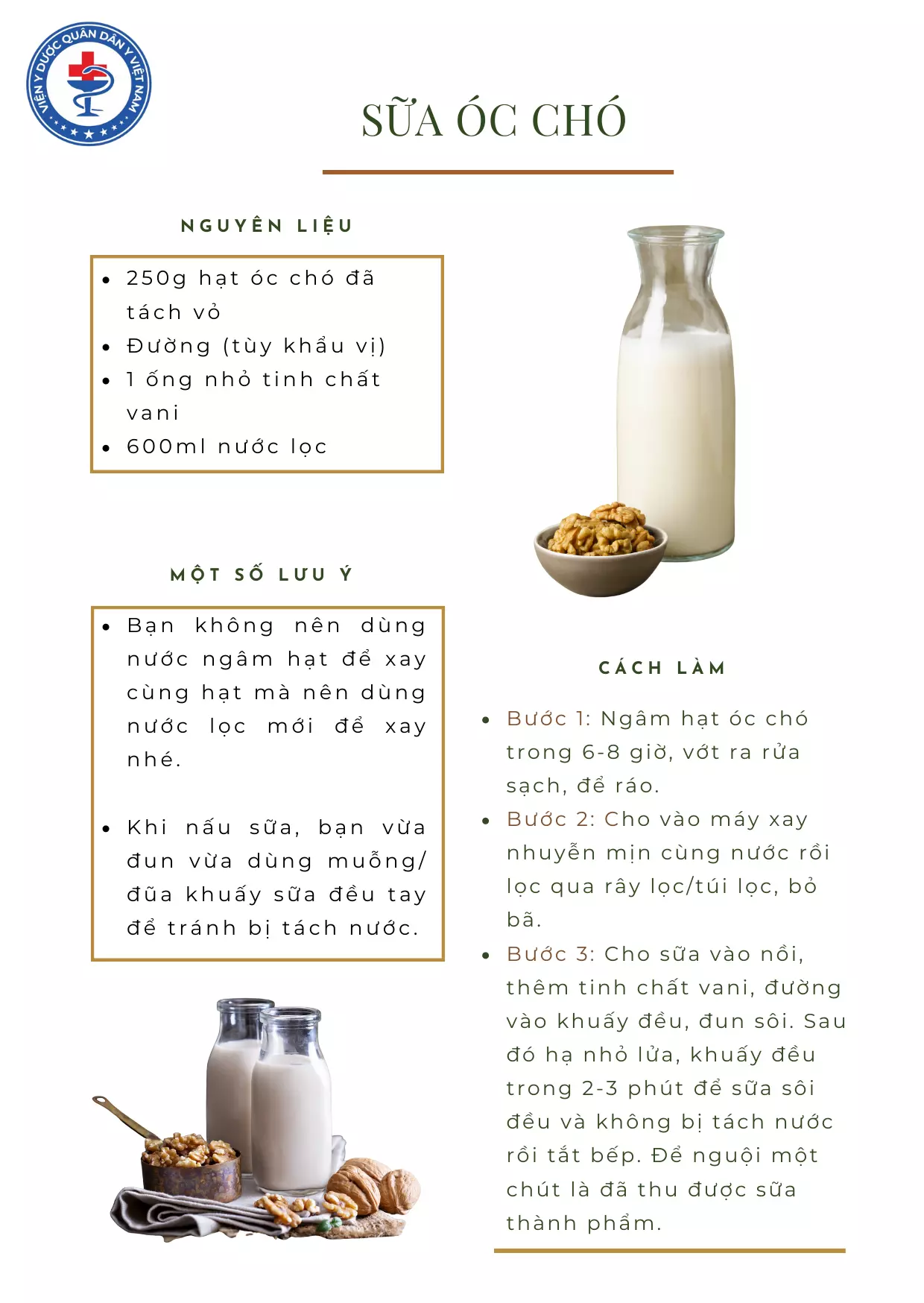 Cách nấu sữa óc chó