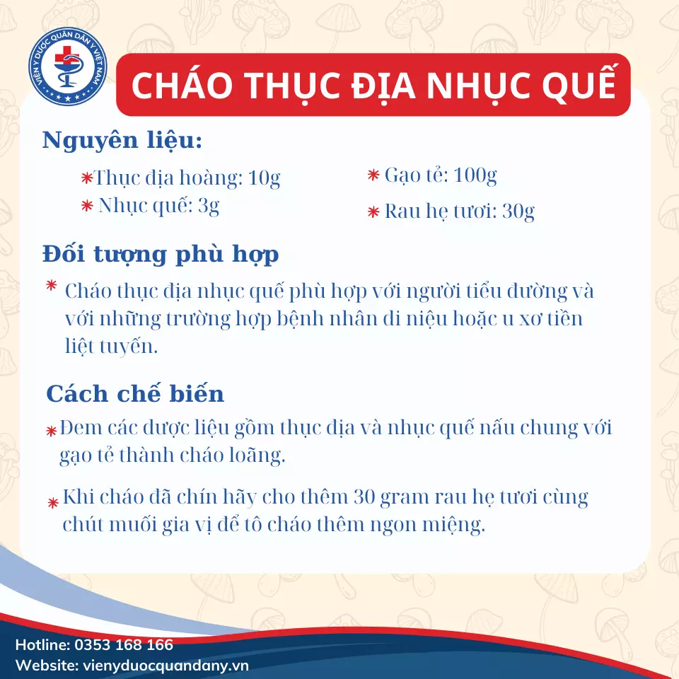 Cháo thục địa nhục quế