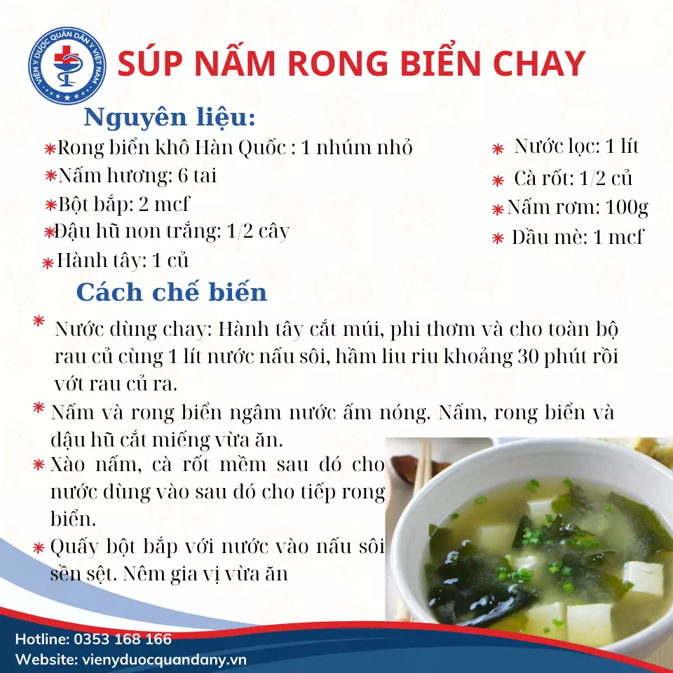 súp nấm rong biển chay